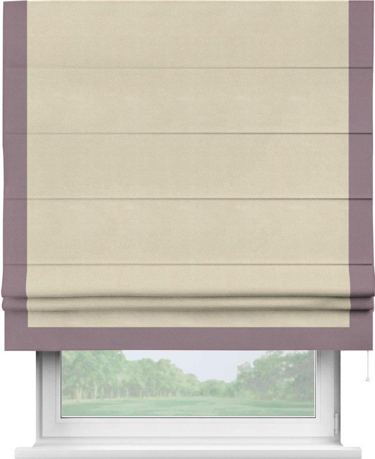 Римская штора «Кортин» с кантом Виктория, для проема, ткань блэкаут однотонный цвет бежевый