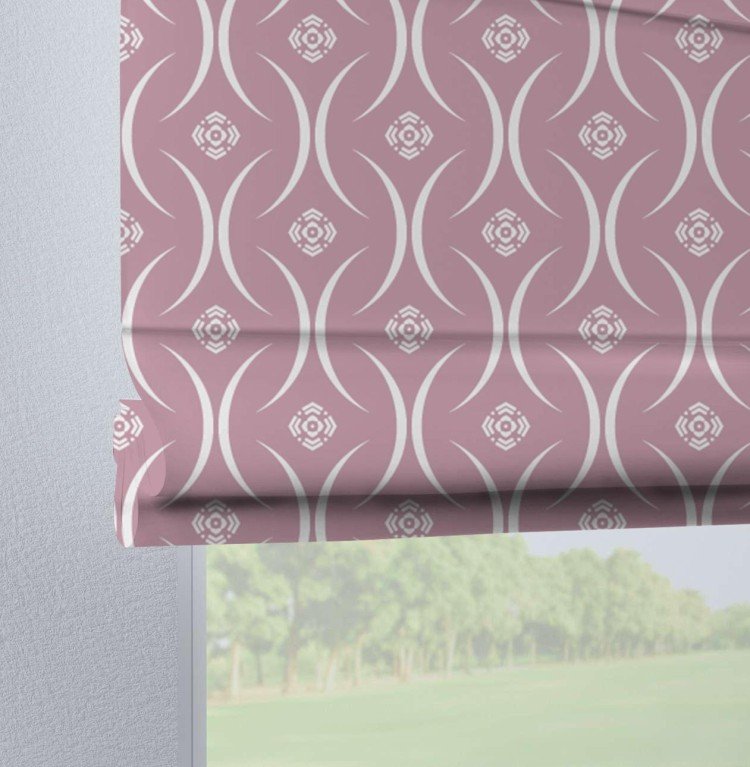 Римская штора «Кортин» на петлях «Воздушный узор розовый»